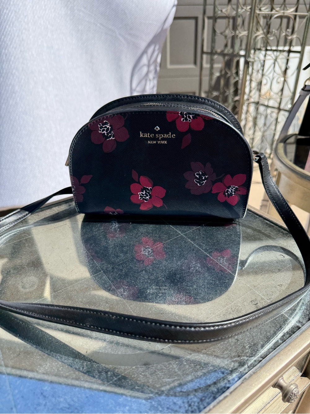 kate spade Black Crossbody with Pink Floral Print